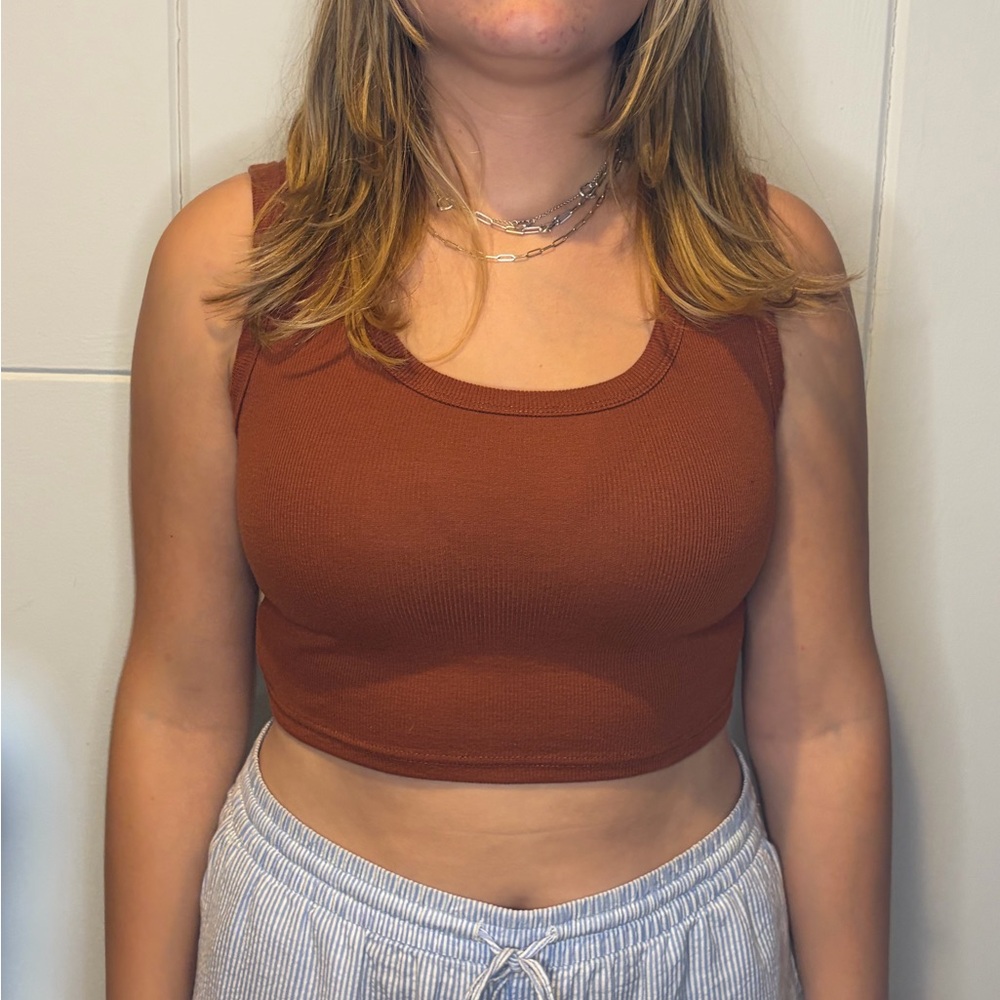 SHEIN Rust Sleeveless Crop Top